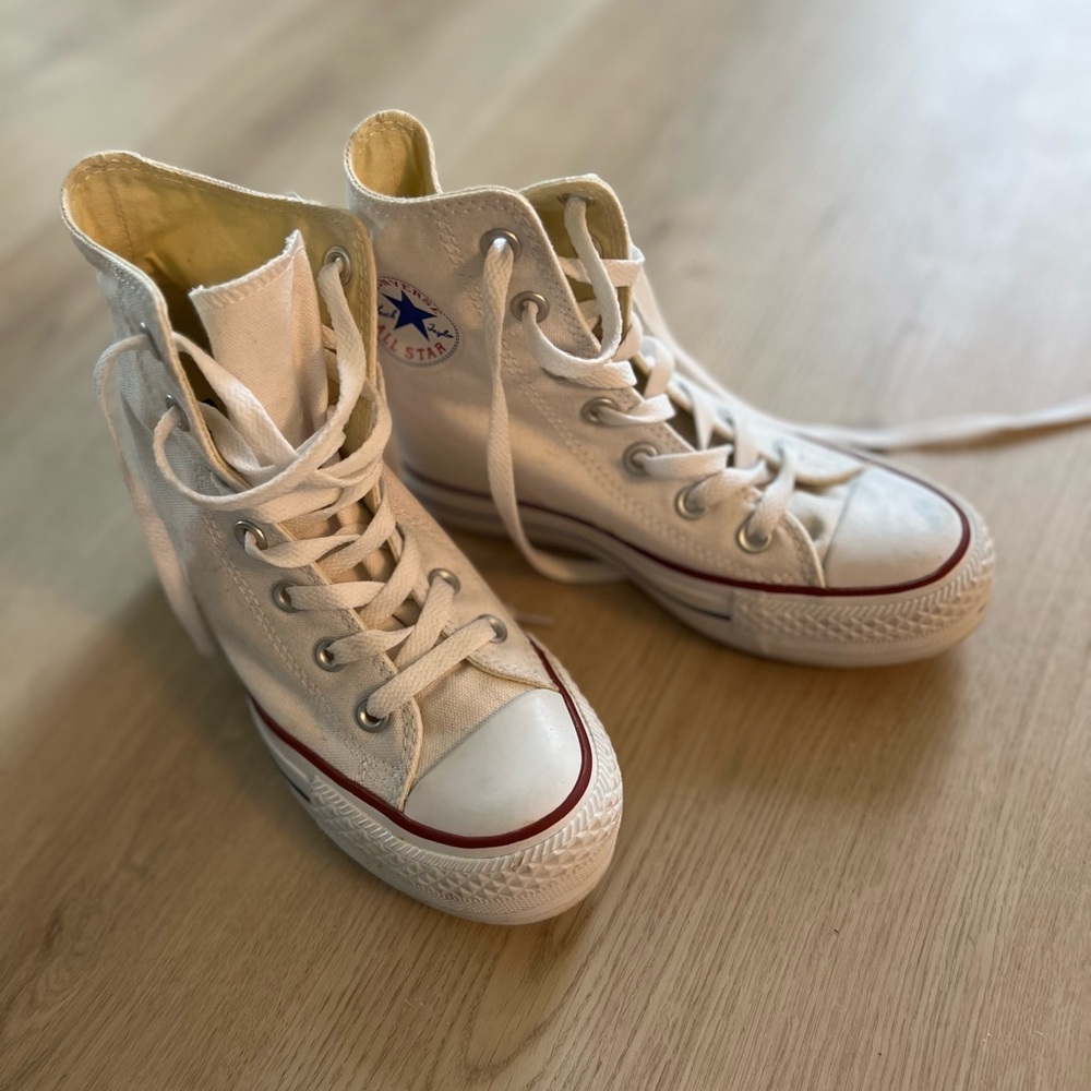 Converse Red and White Wedge Shoes